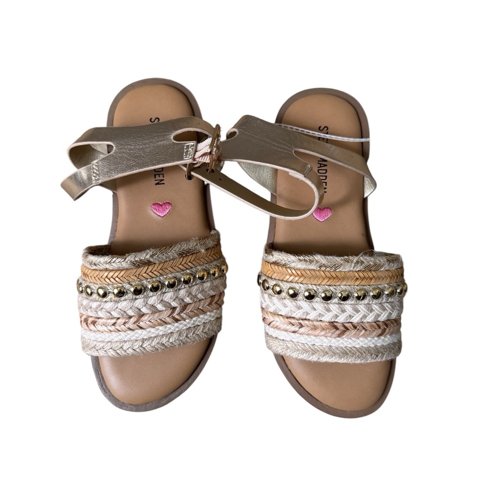 Steve Madden Braided Sandals - Gold and Cream